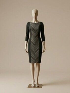 Calvin Klein Black and Gray Striped Dress